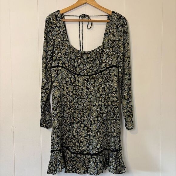 Free People Mini Dress 6/Small Boho Floral Long Sleeve Feminine Cottagecore Cute - Picture 10 of 16